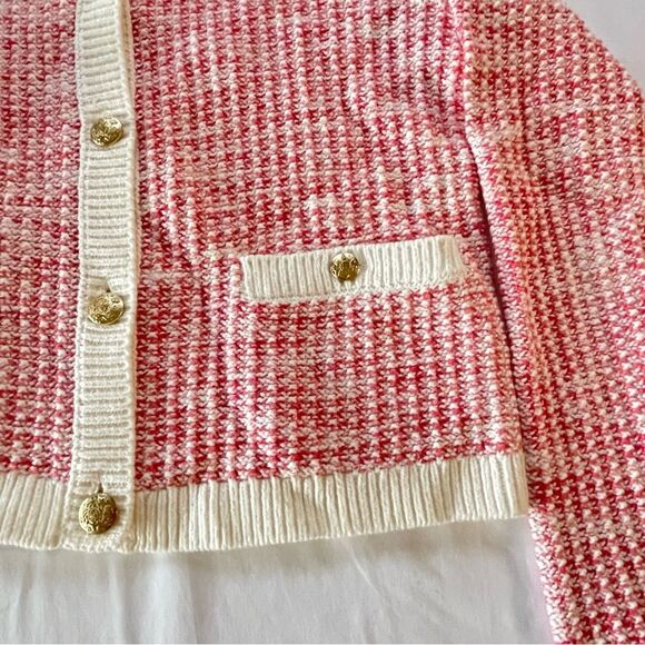 J Crew Factory Popcorn Stitch Lady Jacket Cardigan Sweater Size XS in Pink - Picture 7 of 11